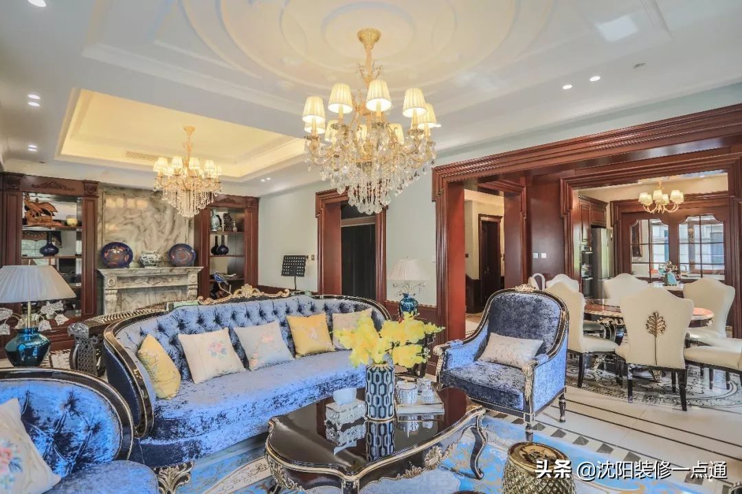 香槟色|992㎡别墅装修案例 美式新古典