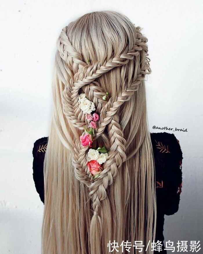 网红达人|65张编发照片,这哪是编头发分明是画画,图3这发型一次要半天