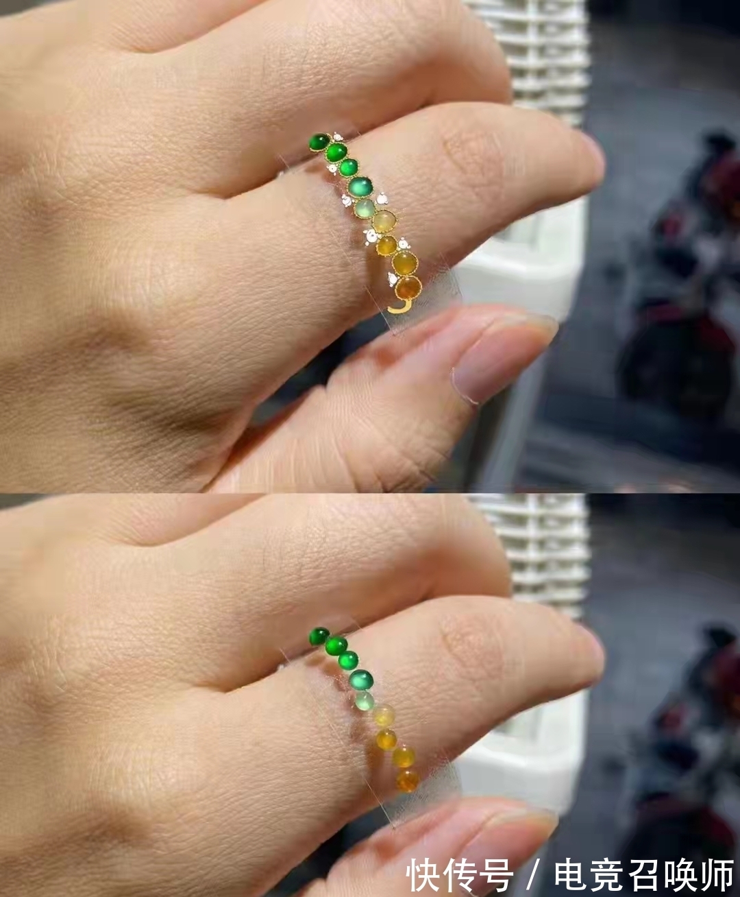 拼凑#七彩翡翠难寻,把颜色拼凑起来的彩虹色泽简直绝了,减龄又显年轻