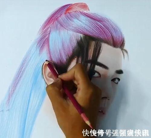 魏无羡@美术生彩铅绘“魏无羡”,画完脖子的那一刻,小飞侠:真实!