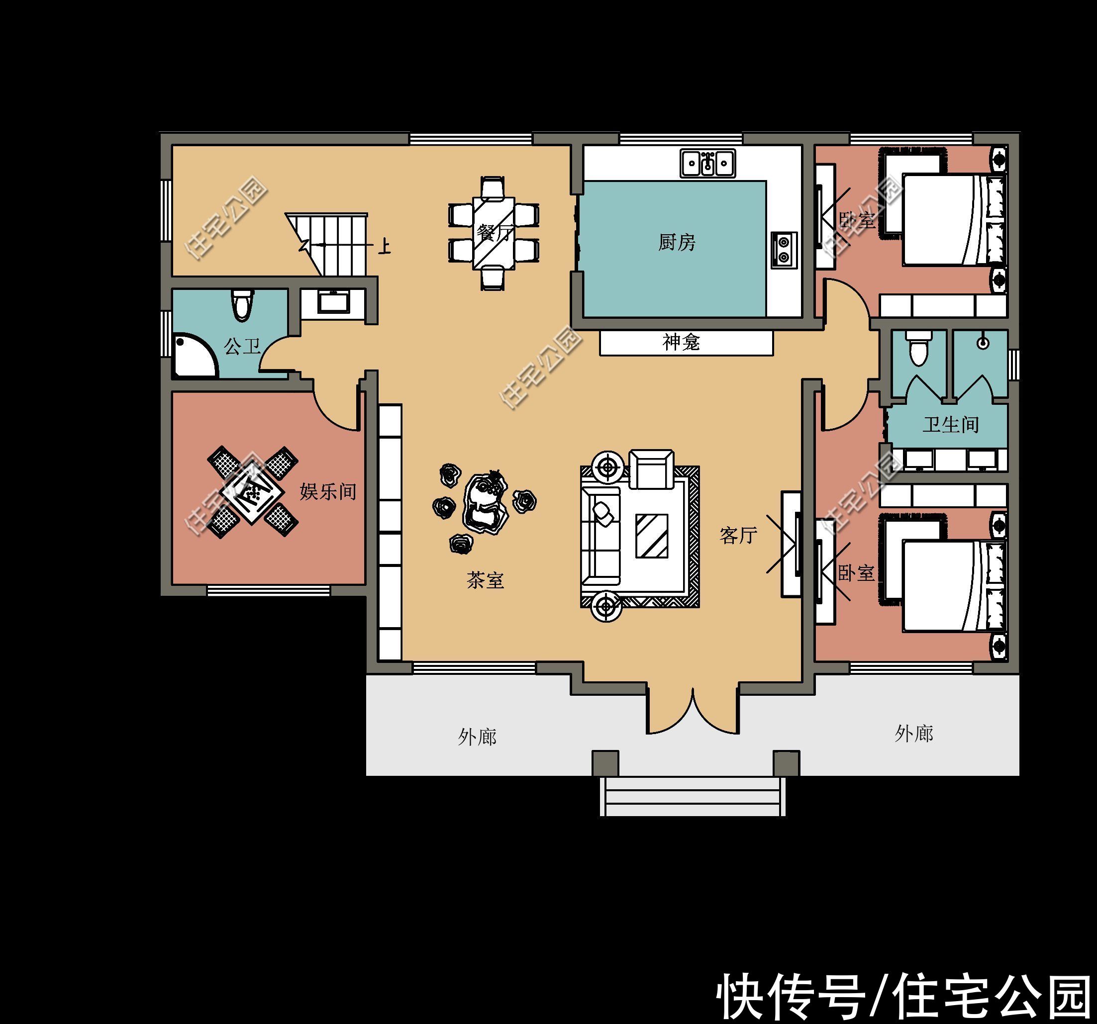 露台|谁说农村别墅一定要有罗马柱？看看这10套户型，每套颜值都很高