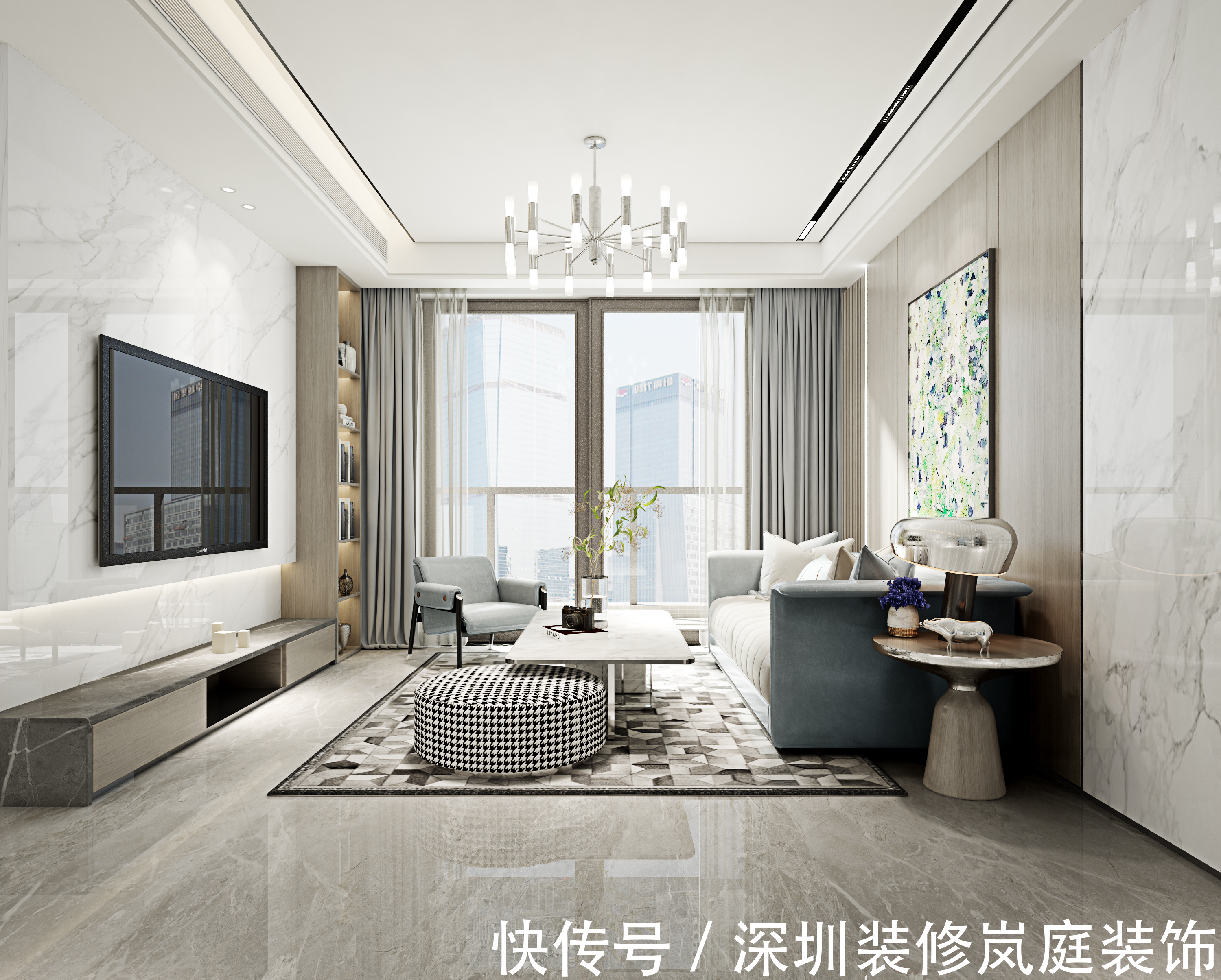 城市花园|深圳装修：大冲城市花园100㎡现代简约，高纯色彩的大量运用！