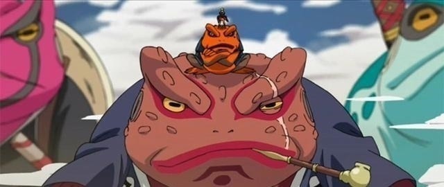 蛤蟆健|火影 蛤蟆老大的三个主人, 仅两个能骑在它头上, 自来也都不敢