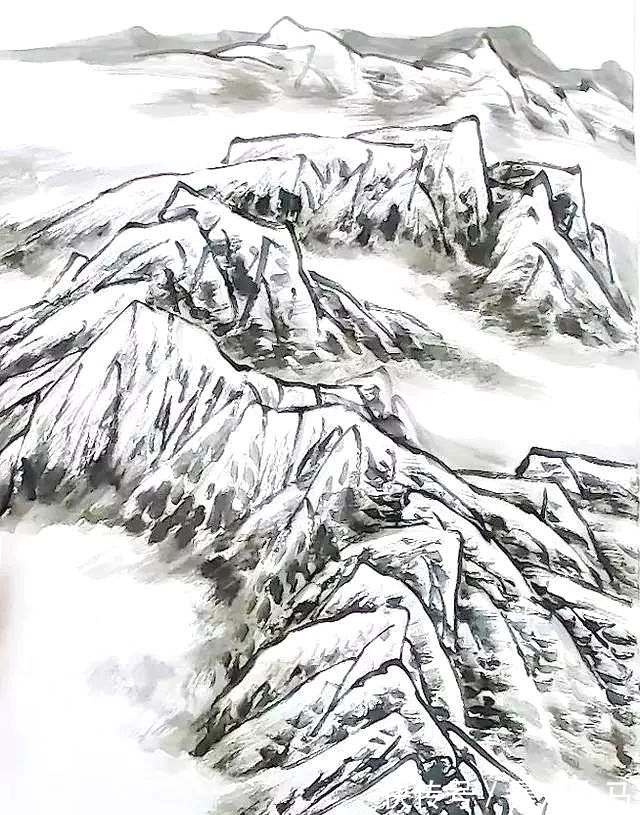 画法@赵寒翔不顾批评,搞国画创新,用涂鸦颠覆传统山石技法?