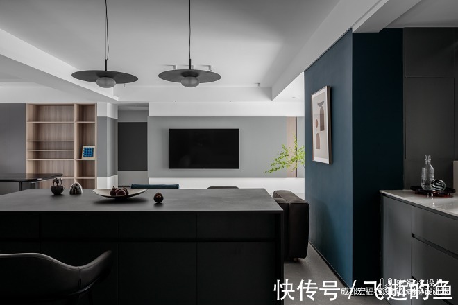 蓝色彩|来看46万130平米三居室现代简约风是什么样子的