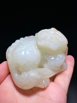 白玉!清 和田籽玉 脂白玉 独角兽