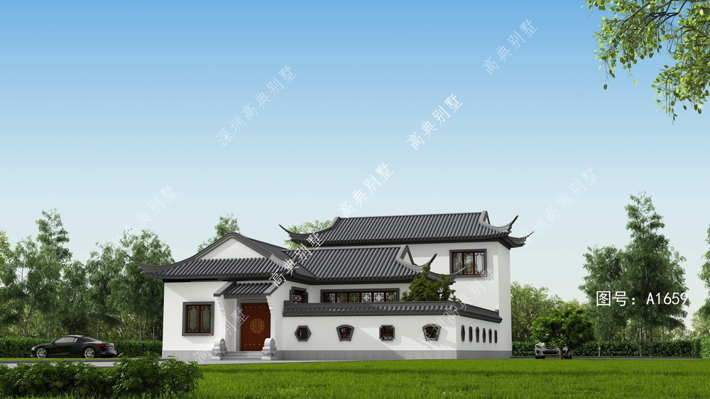 中式别墅|这款典雅中式别墅，超美的中式建筑风格，青砖白墙，优雅迷人。