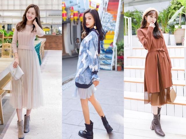 针织裙 秋冬最流行穿“小短靴”,选这4款搭配,让你踏出时尚美感