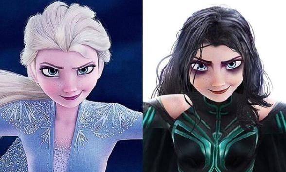 艾莎女王|当冰雪奇缘碰到复联,艾莎女王COS三个角色,安娜变黑寡妇