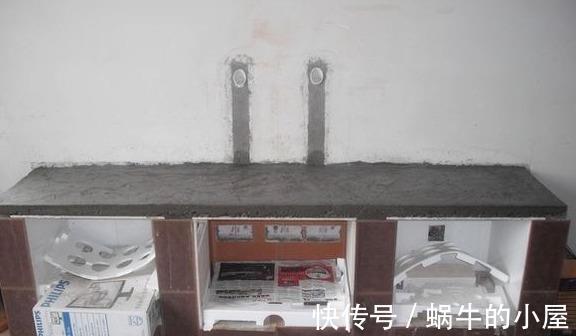 水泥|电视柜太贵,公公帮我们用砖砌一个,成本不到100块,效果太赞!