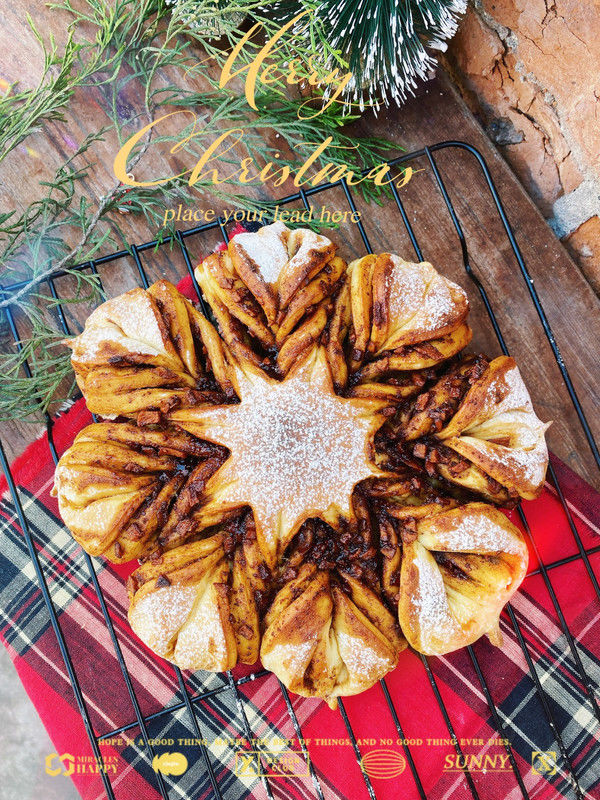 圣诞苹果肉桂雪花面包