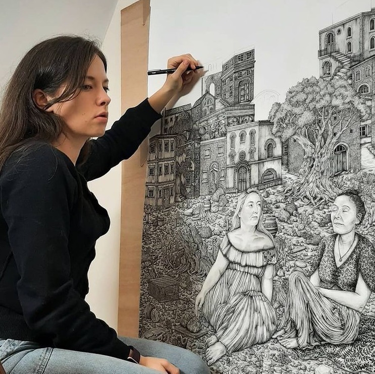 针管笔$全球最抠女画家,用针管笔惊艳世界,这细节和线条让人惊叹不已!