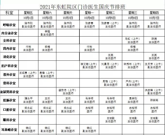 国庆|收藏！国庆成都各大医院门诊排班表→