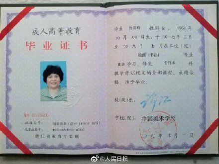 书画|好棒！70岁奶奶拿到中国美院书画双学位