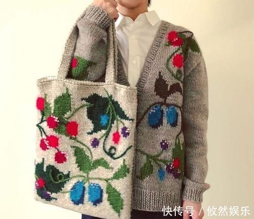 erikato#把编织玩出新创意,棒针、钩针结合起来,提花也能用钩针表现