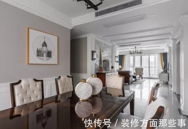 大理石|180平美式四居室,电视墙用大理石简约而不简单很高级