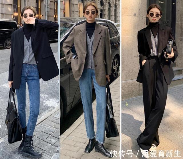 西装外套里面穿什么,跟着这位时尚博主学起来,这样穿气质太飒了