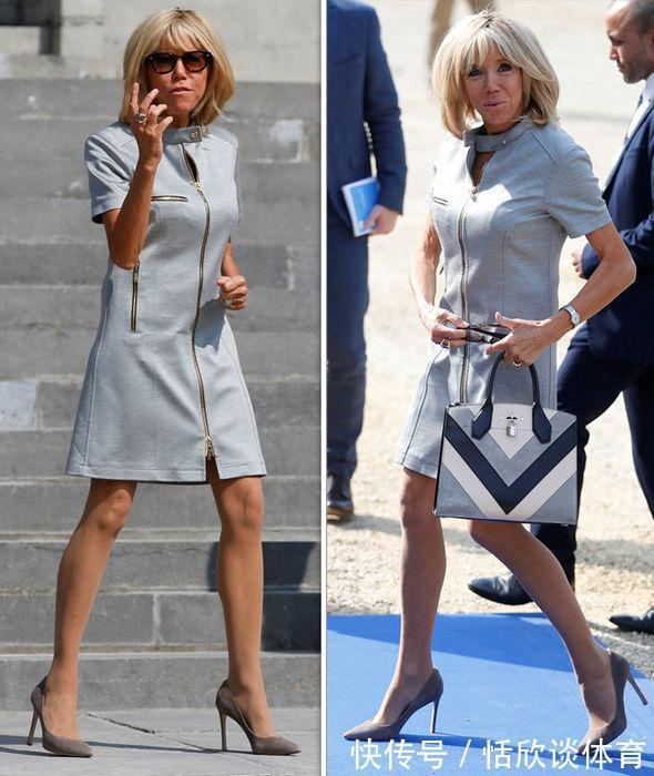 皮松 67岁布丽吉特穿高跟鞋还“亚洲蹲”?脖子皮松,脸被马克龙亲变形