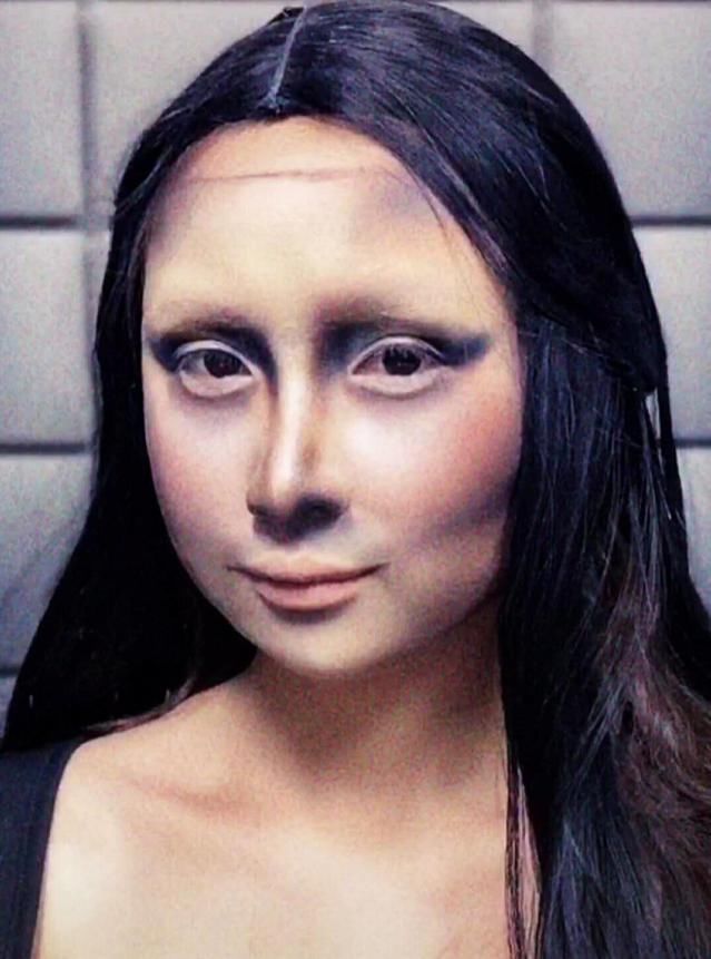 幅画|长发女生仿妆蒙娜丽莎,开始别太想当然,看到最后真像是幅画