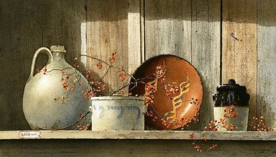 绘画&乡间记忆水彩画家RayHendershot的乡村风光和古色古香的静物绘画