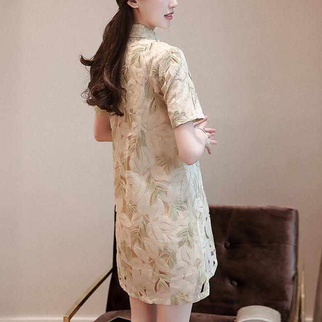 刺绣|仙气十足的改良旗袍裙,才是塑造淡雅女神的必备单品