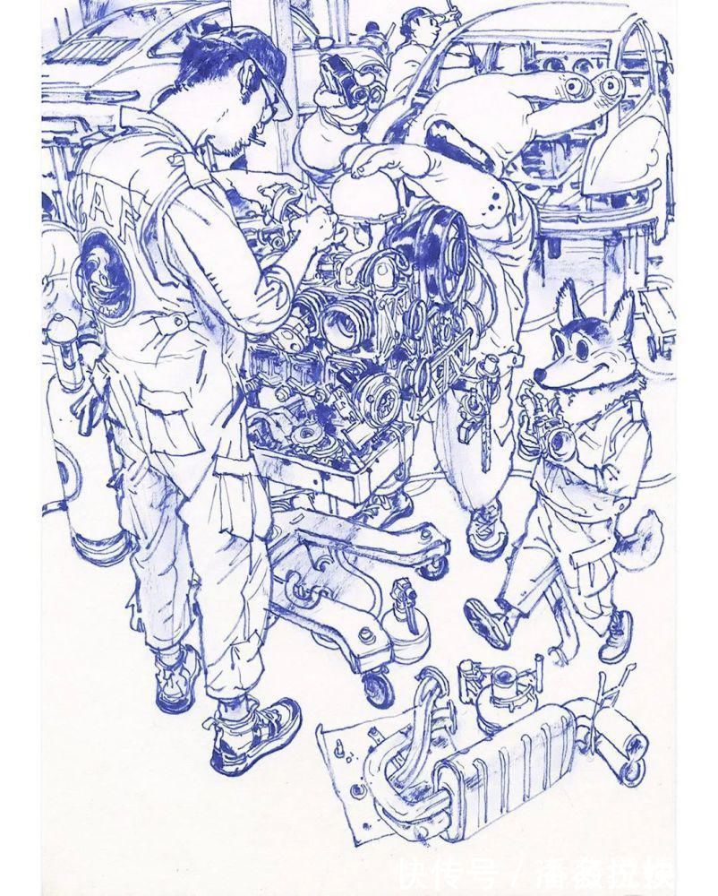 金政基!每天坚持画12个小时,“速写之神”金政基的无草稿速写