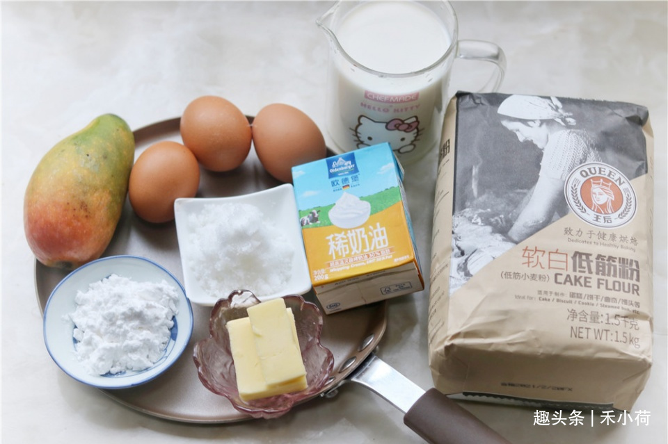 婆婆买一箱芒果吃不完,做成蛋糕香甜细腻,女儿一口气吃3块