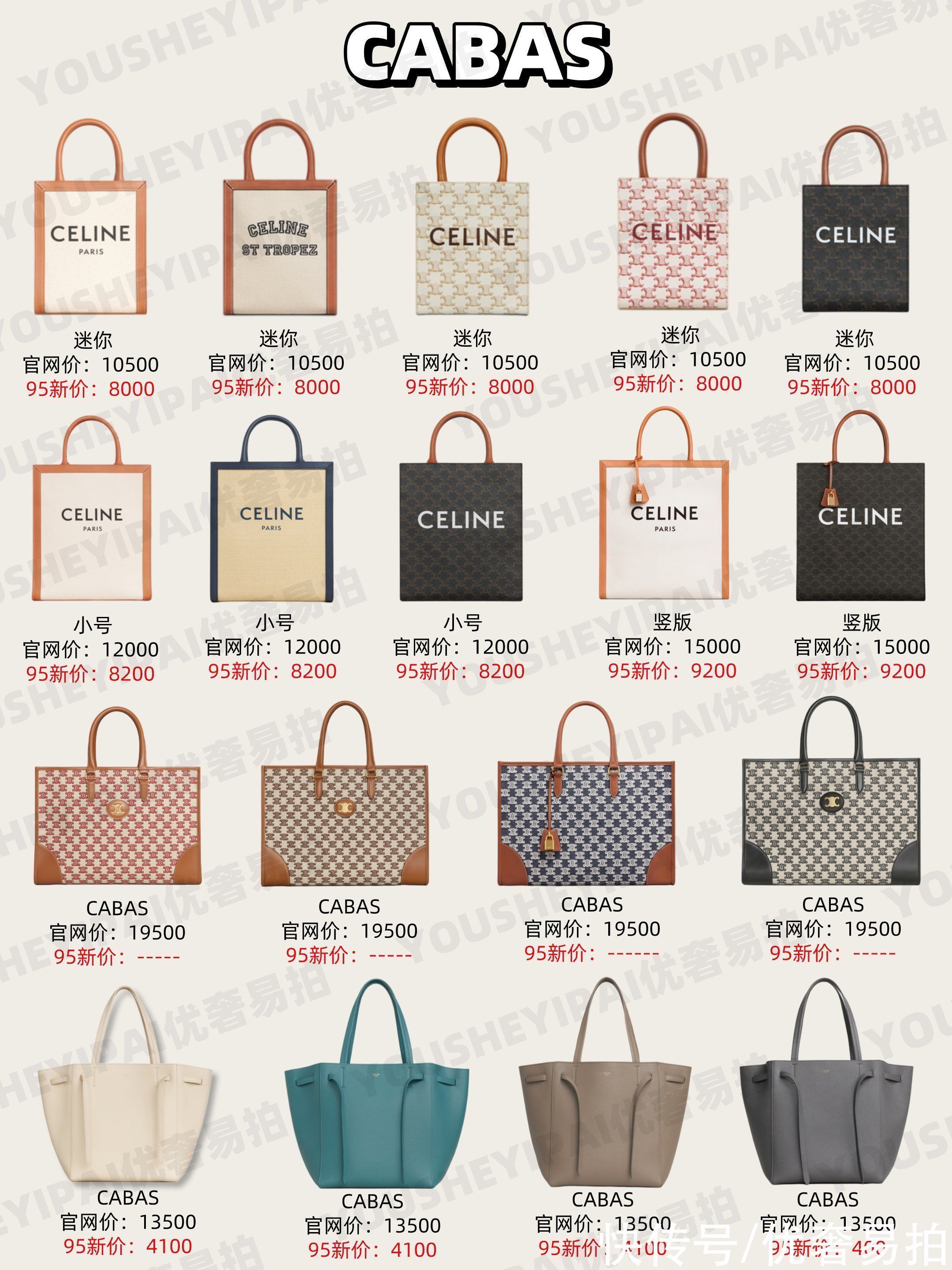 盘点 二手奢侈品|CELINE全系列包包大盘点|内附95新行情价