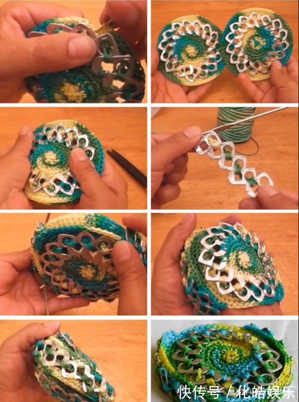 在易拉罐拉环上编织,钩成的包包耐看耐用!DIY变废为宝附教程
