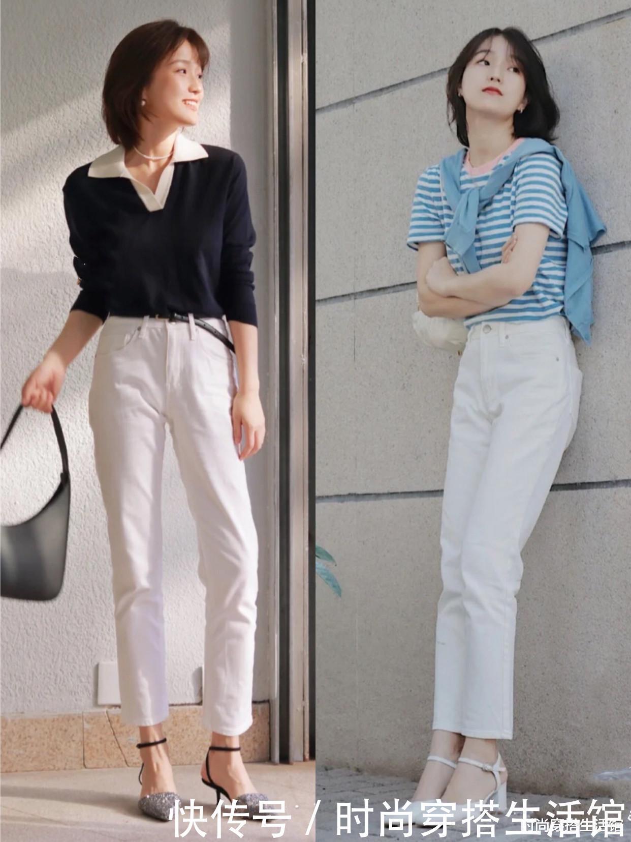 穿搭|这才是教科书级别的“白裤子”搭配,清爽又减龄,谁穿谁美