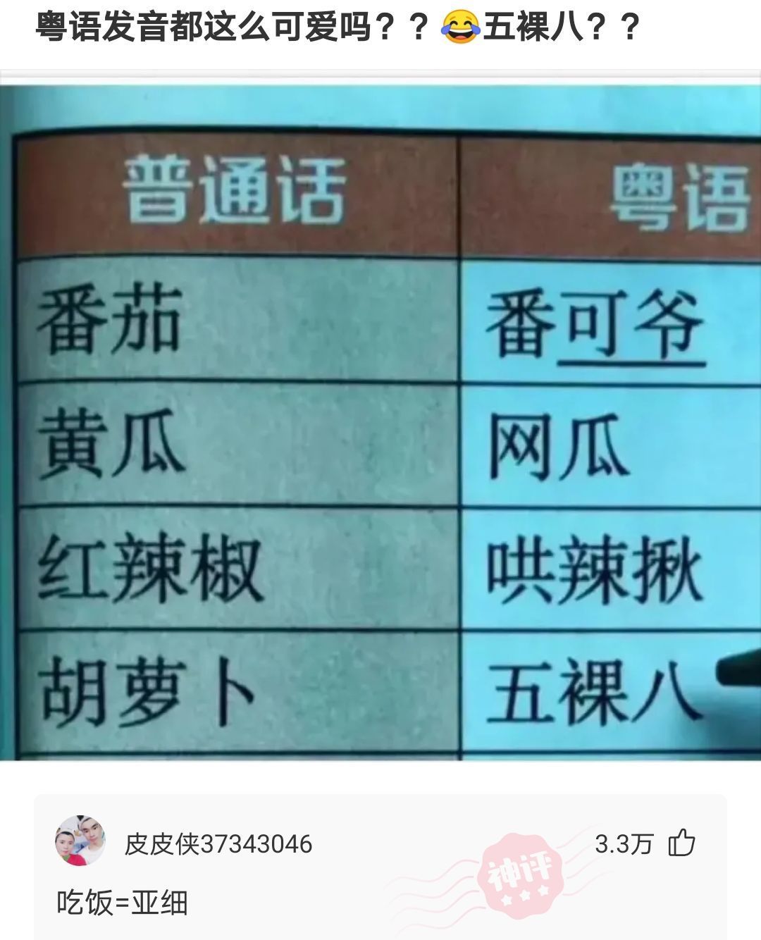 |搞笑神评:粤语发音都这么可爱吗?