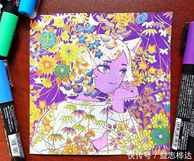 插画$哇马克笔画出水彩般效果,装饰感太强了,简单又漂亮,收藏