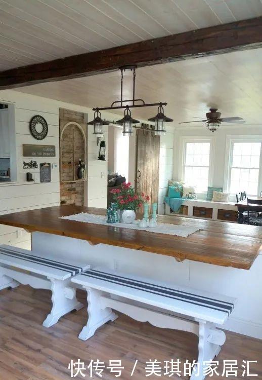 厨房|不要餐厅了,厨房的墙砸掉一半放块长木板,坐着吃饭也挺好的!