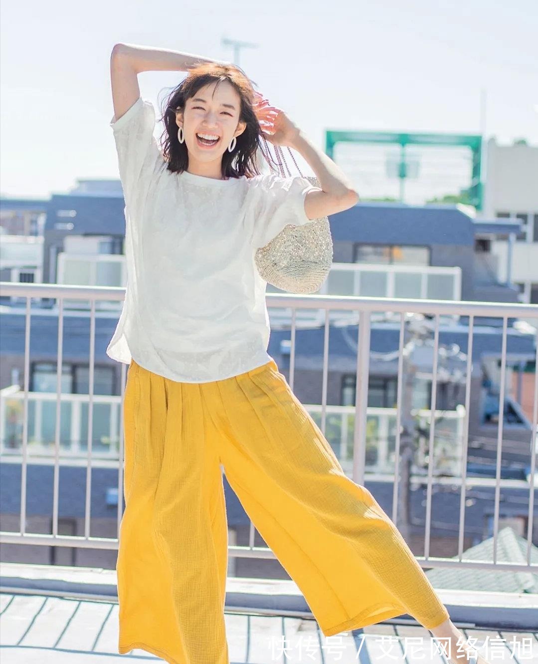 印花|凭什么她穿“大阔腿裤”美成画？日系文艺派的疗愈穿搭，从没失望