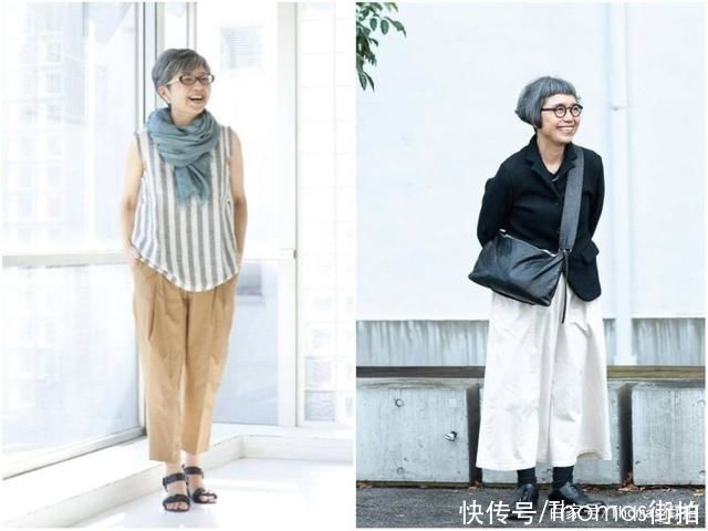 50至60岁的大妈，选择宽松冷淡色系的搭配，更加彰显优雅大方气质
