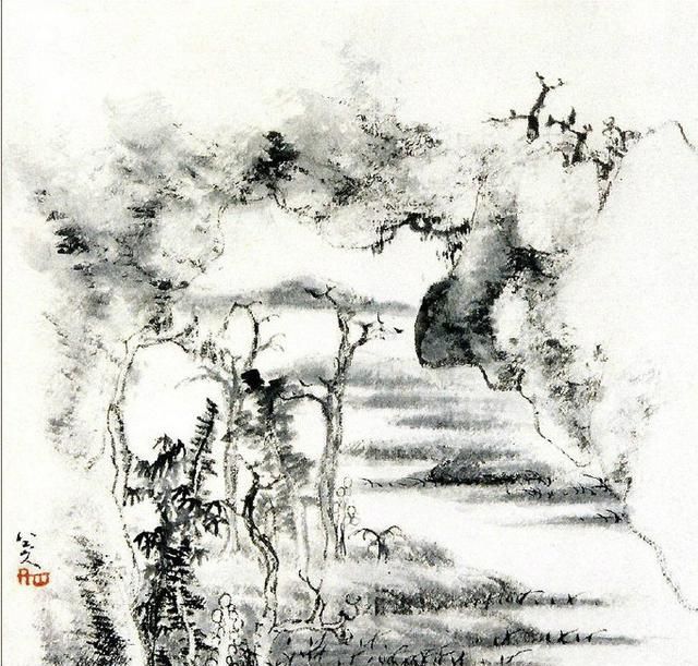 意境|八大山人朱耷的残山剩墨,别人模仿不出来,意境荒凉寂寥