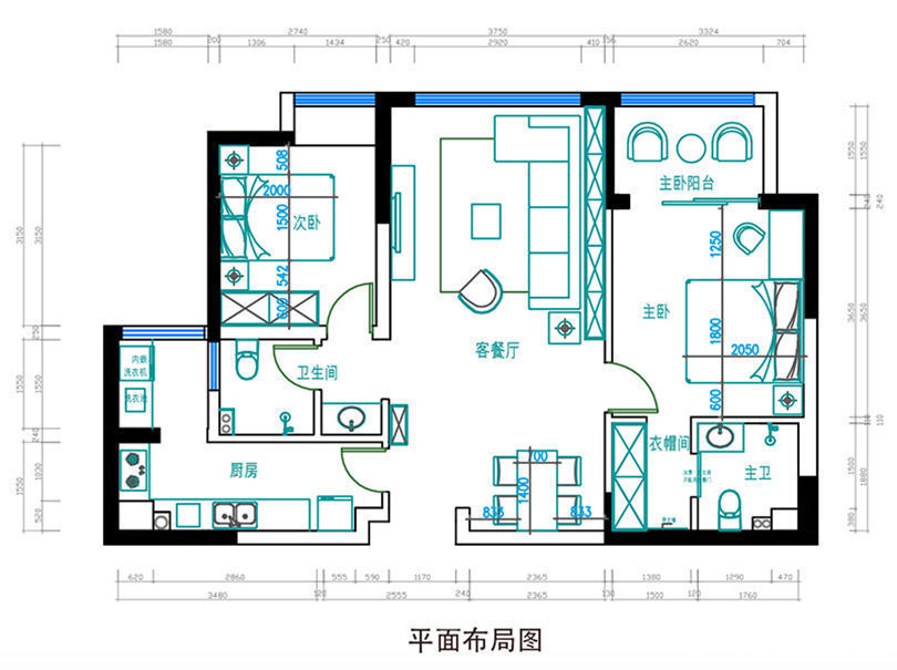 美巢装饰|108㎡舒适北欧2室2厅，邂逅清新惬意的理想家