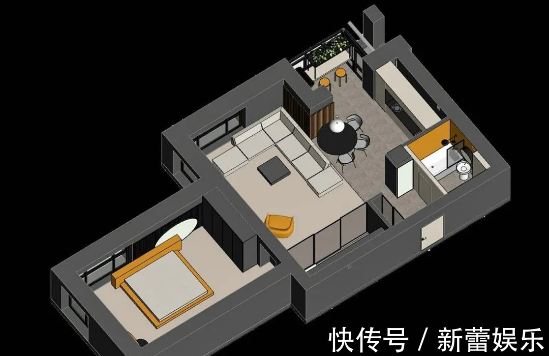 衣帽间|70㎡现代简约,沉稳高级灰,以橙色点缀,营造安静优雅的美