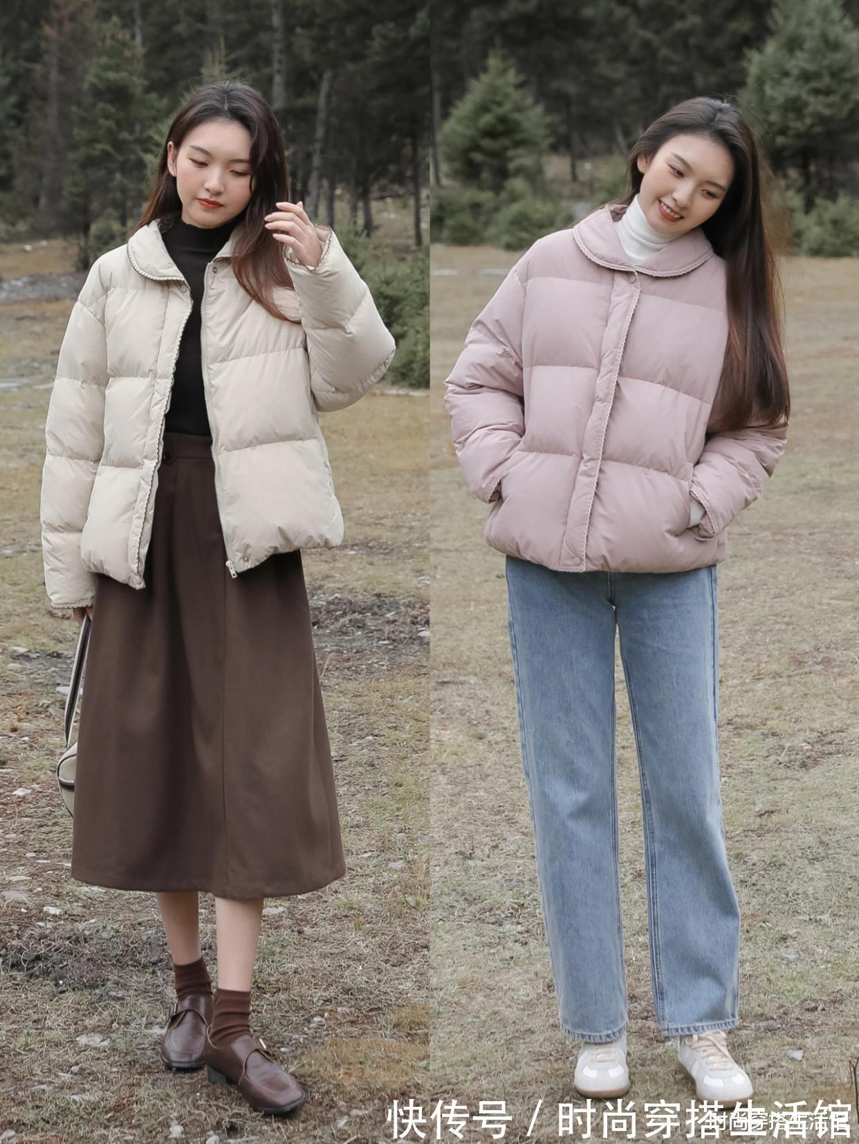 百褶裙|羽绒服下面尽量少配裤子,今年流行这样穿,时髦洋气,冬季穿很美