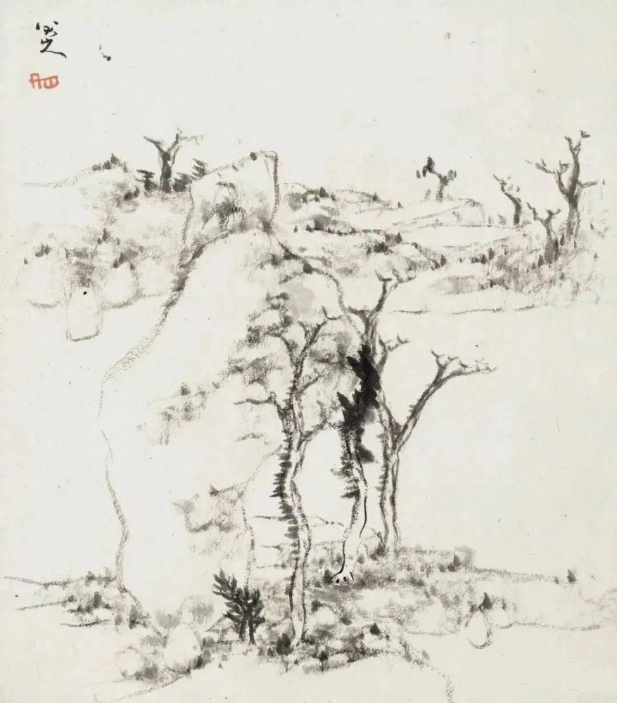 米氏$这套册页当不仅仅有山水也有花鸟,就是没有的是大红大绿的色彩