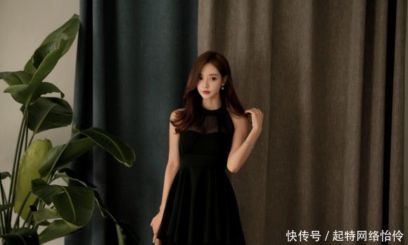 美图|晴天美图孙允珠,巧克力真丝小魔女风俏皮洋裙