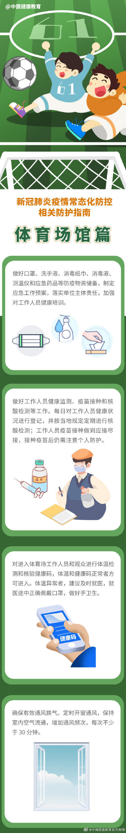 疫情|健康科普｜新冠肺炎疫情常态化防控防护指南之体育场馆篇 ???