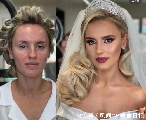 网红|欧美新娘化妆前VS化妆后,简直是网红和明星的区别,太可怕了