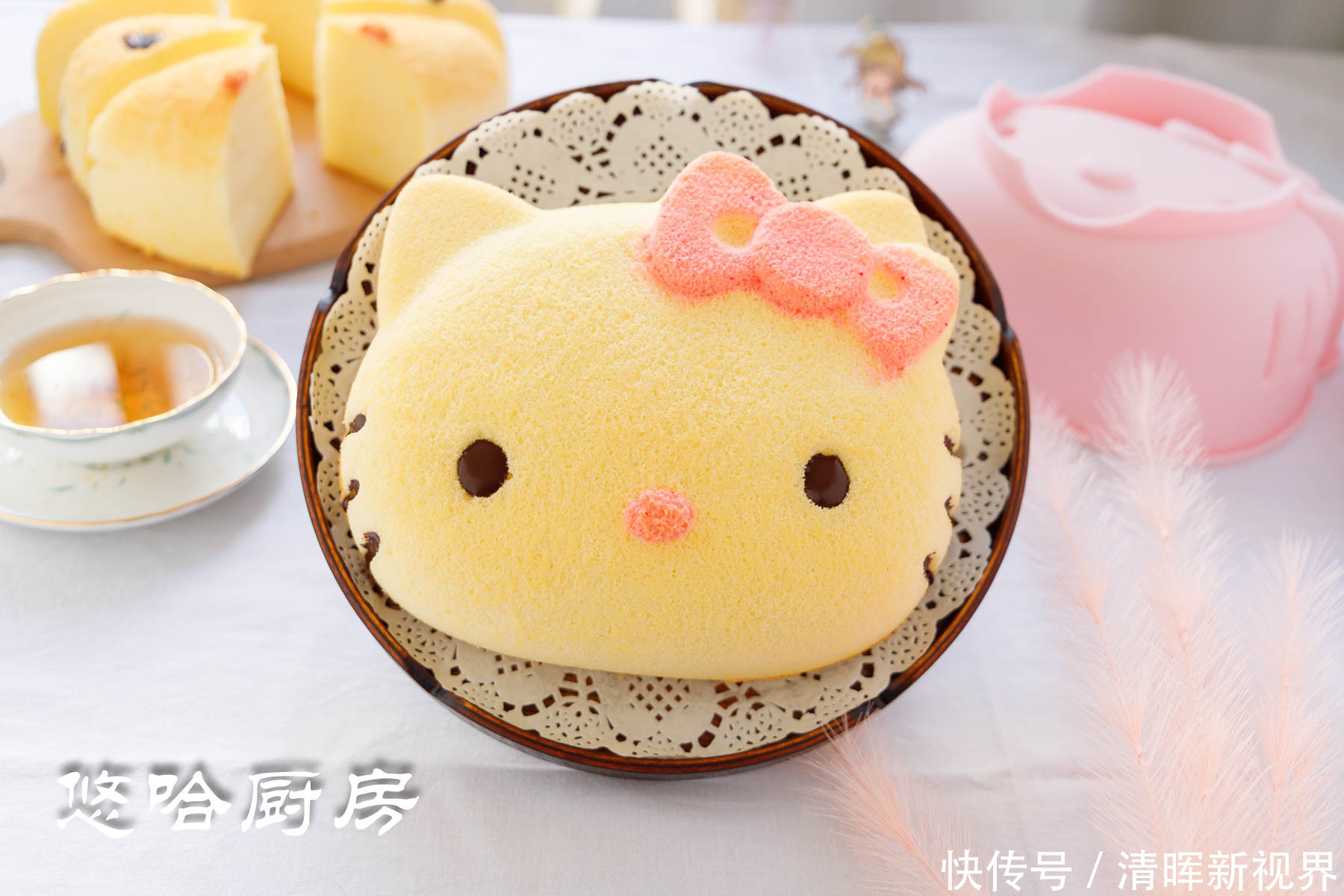 回到|百分百成功的Kitty戚风蛋糕,松软湿润不开裂,一秒回到纯真童年