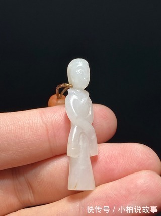 挂件!明以前 熟坑 和田玉籽料 羊脂白玉 玉人 挂件