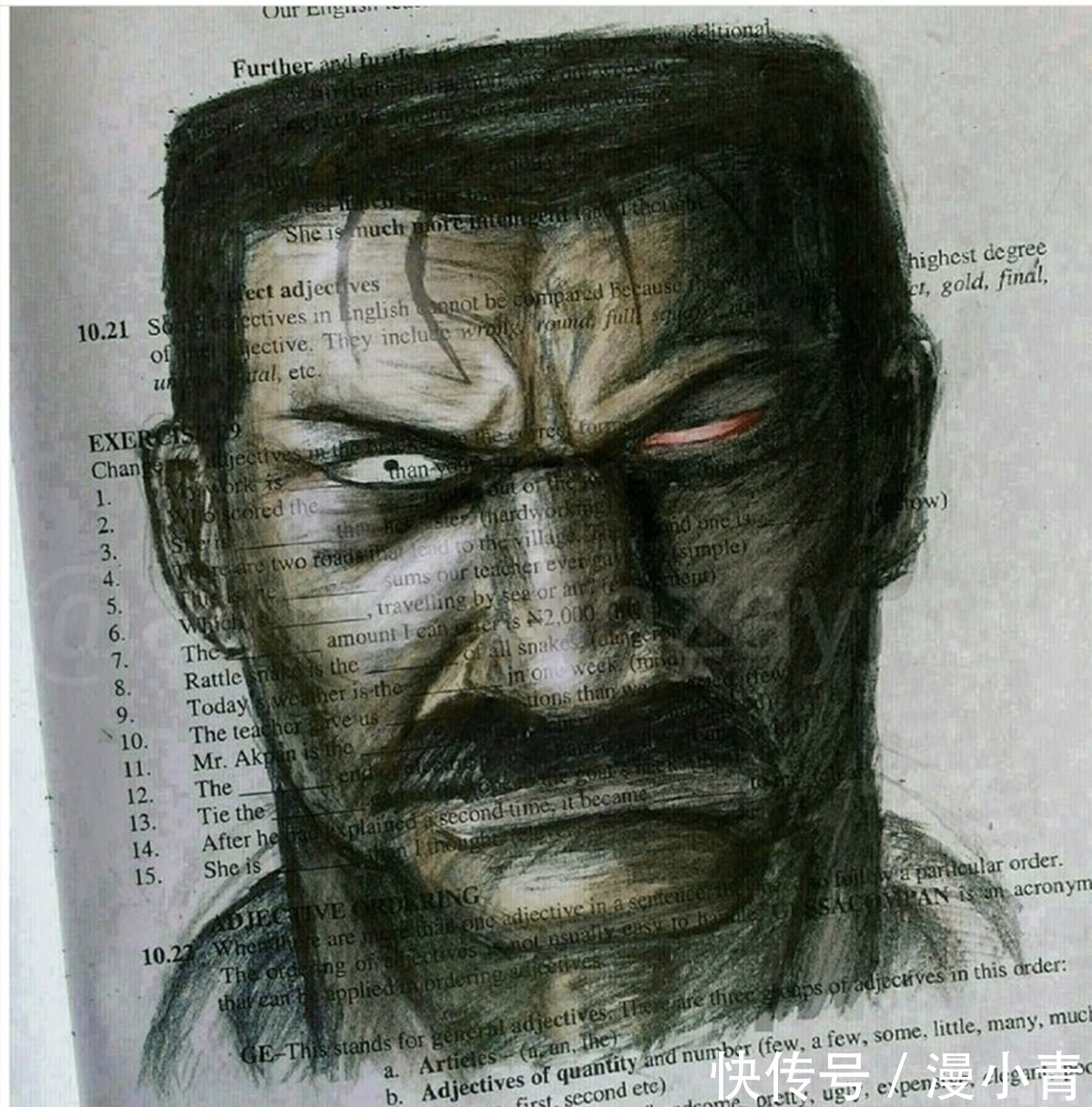 课本!在课本上画画会怎样,或许这位外语课堂上跑神的画师能够给出答案