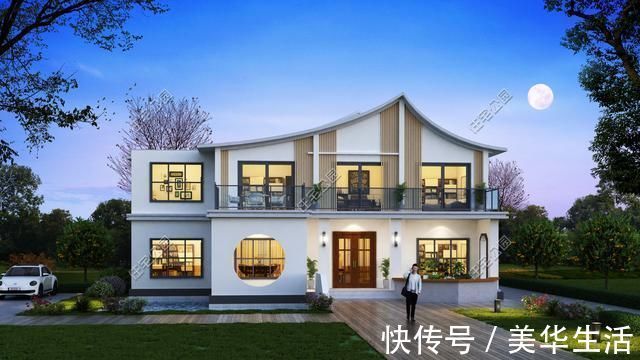 大红灯笼|3套新中式农村别墅图纸，怎么可以这么美，城里人看了都心动