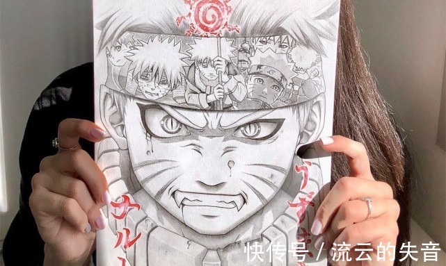 火影|鸣人九尾人格特写图,将护额细节放大后,里面包含了鸣人的前半生