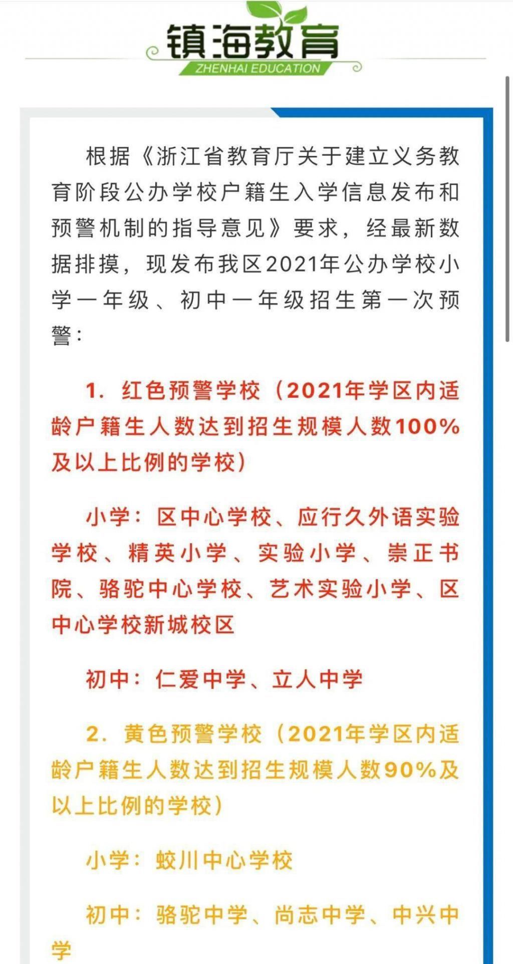 注意！高新、海曙、江北、镇海、北仑...这些学校红色预警了！