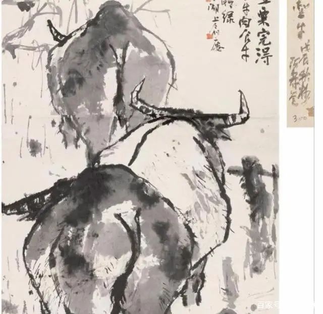 带来|潘天寿用手指进行绘画创作,牛屁股对着人,给大家带来全新的感受